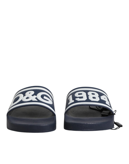 Blue DG Logo Slides Sandals Beachwear Shoes
