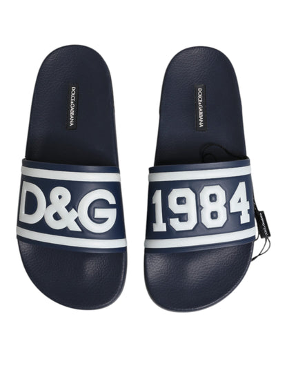 Blue DG Logo Slides Sandals Beachwear Shoes