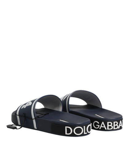 Blue DG Logo Slides Sandals Beachwear Shoes