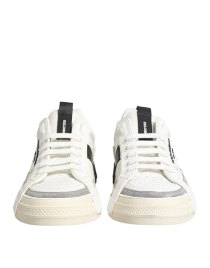 White Black Leather Milano Men Sneakers Shoes
