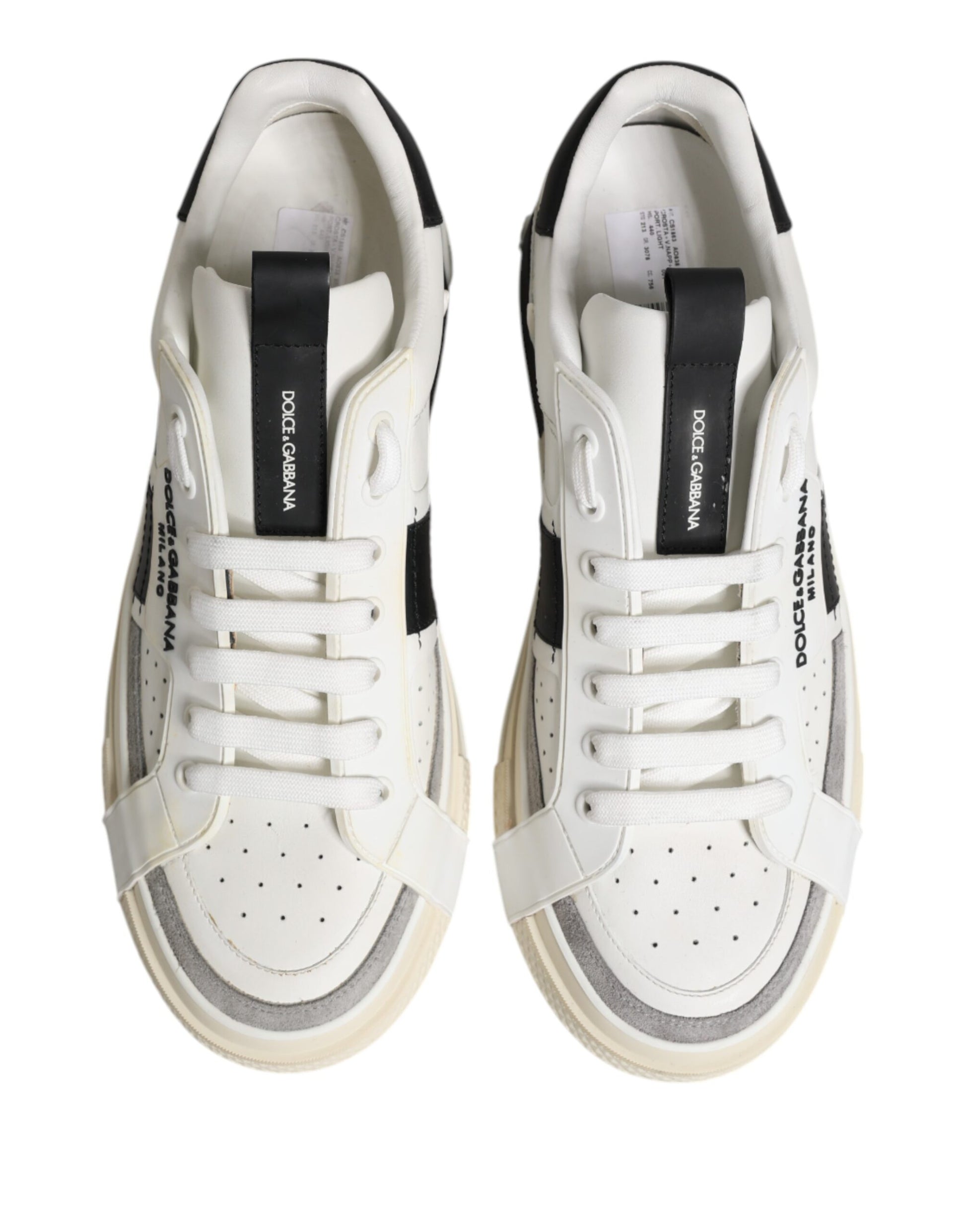 White Black Leather Milano Men Sneakers Shoes