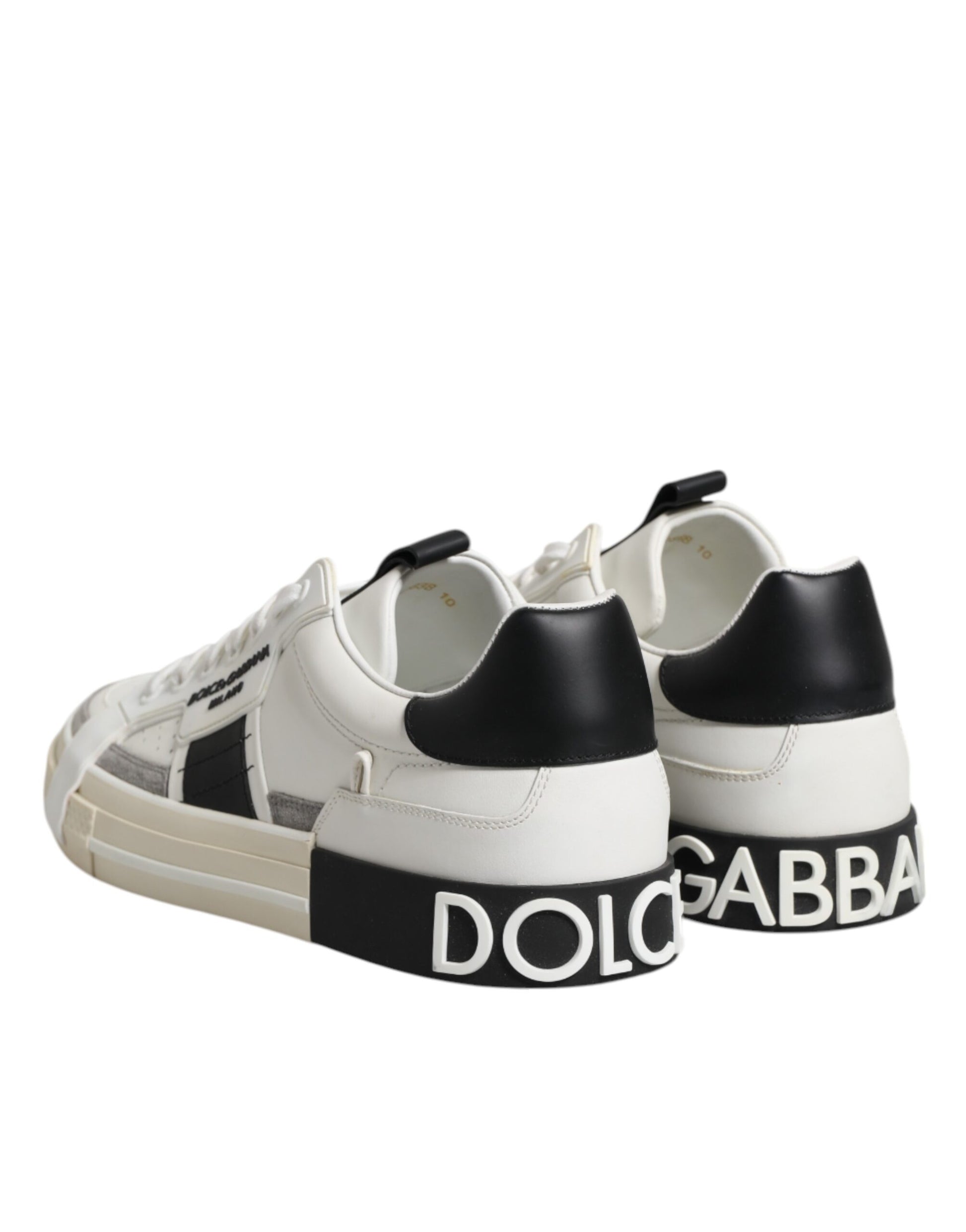 White Black Leather Milano Men Sneakers Shoes