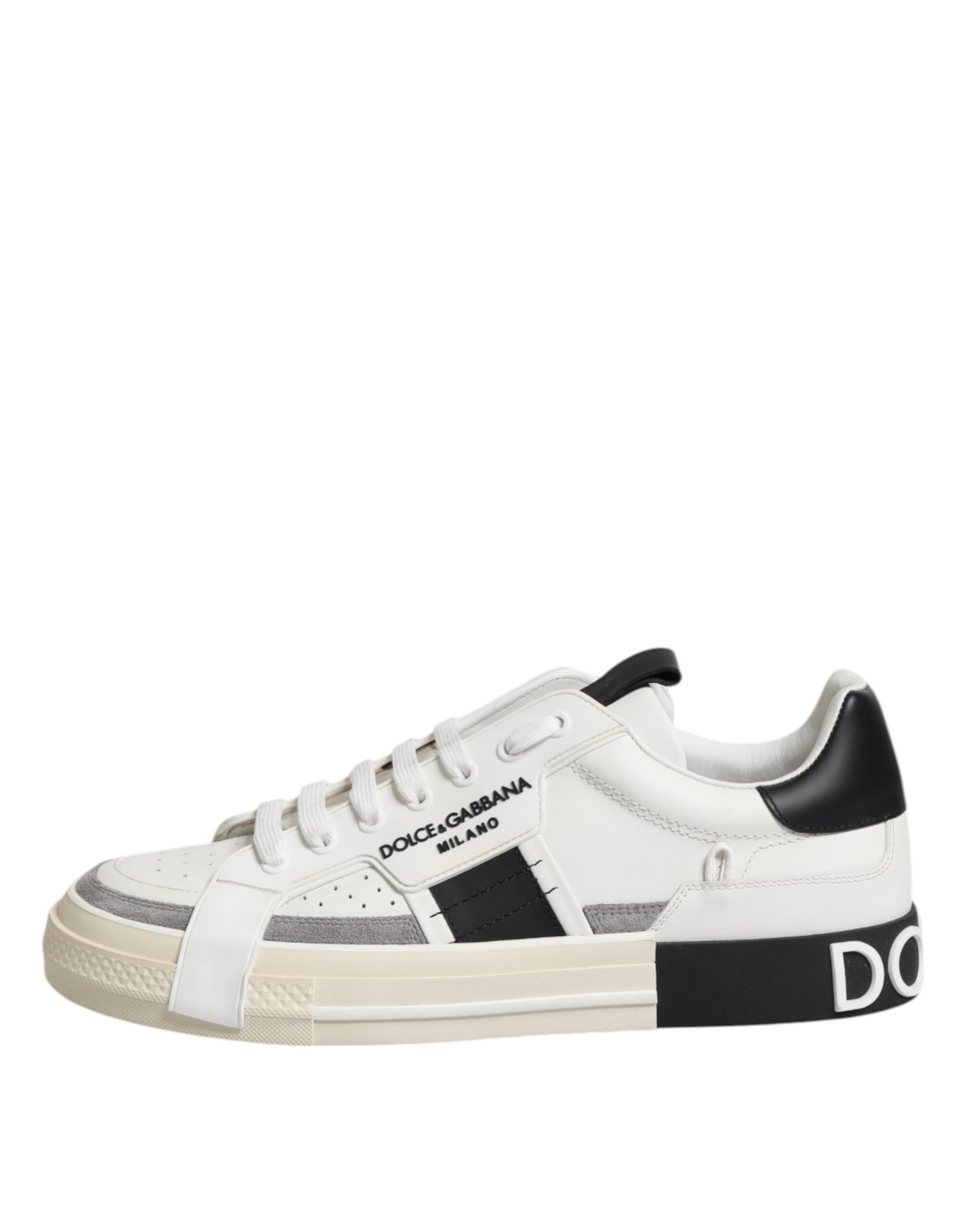 White Black Leather Milano Men Sneakers Shoes