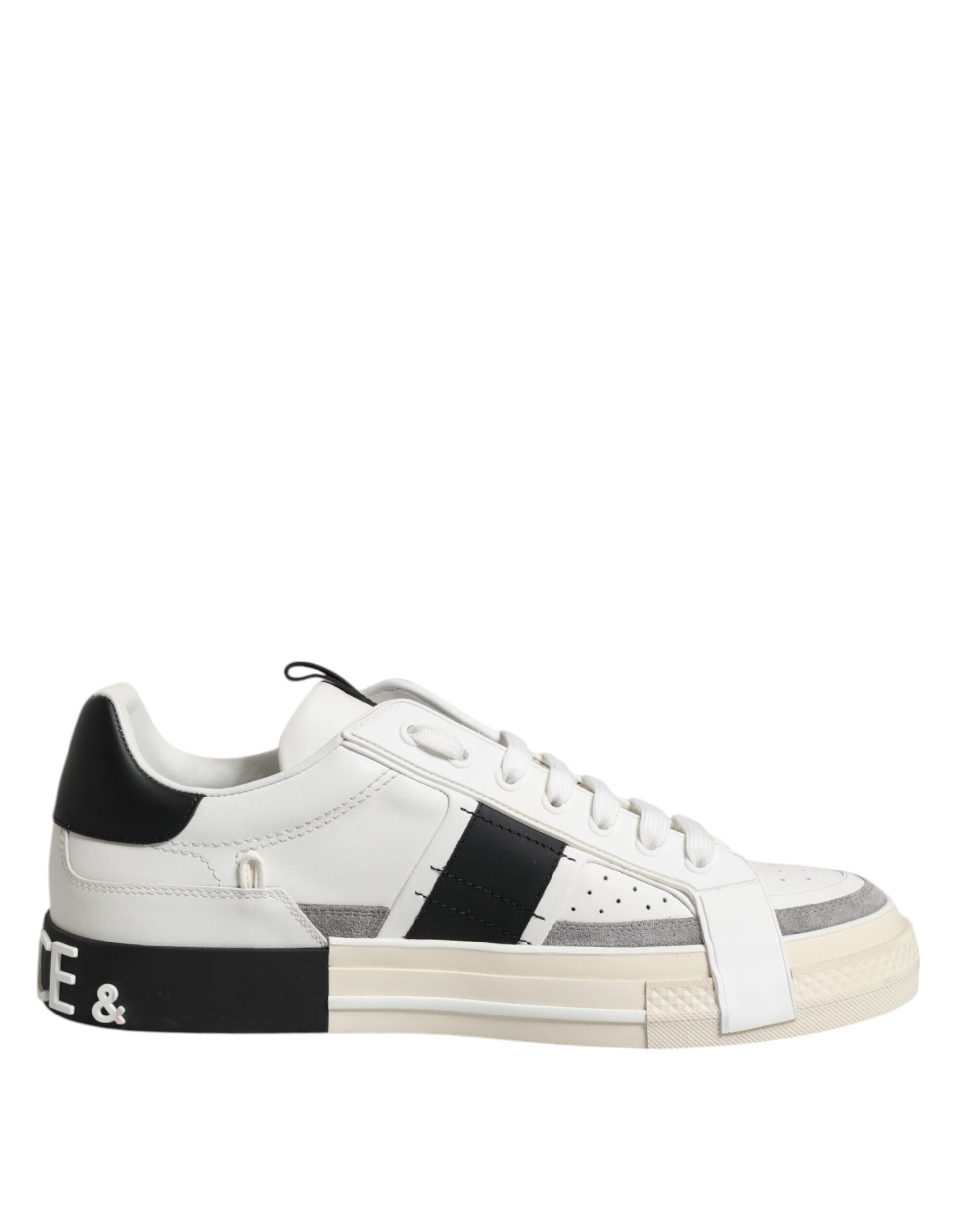 White Black Leather Milano Men Sneakers Shoes