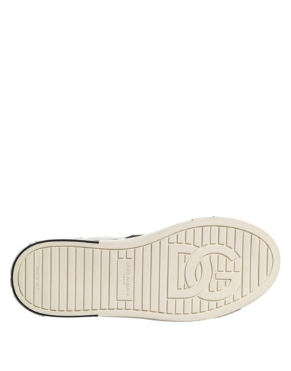 White Black Leather Milano Men Sneakers Shoes