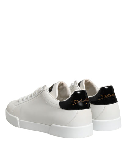 White Leather Lace Up Men Sneakers Shoes