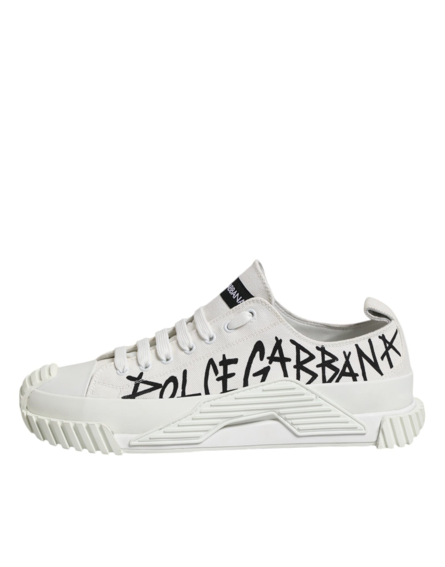 White Logo Print Lace Up Low Top Sneakers Shoes