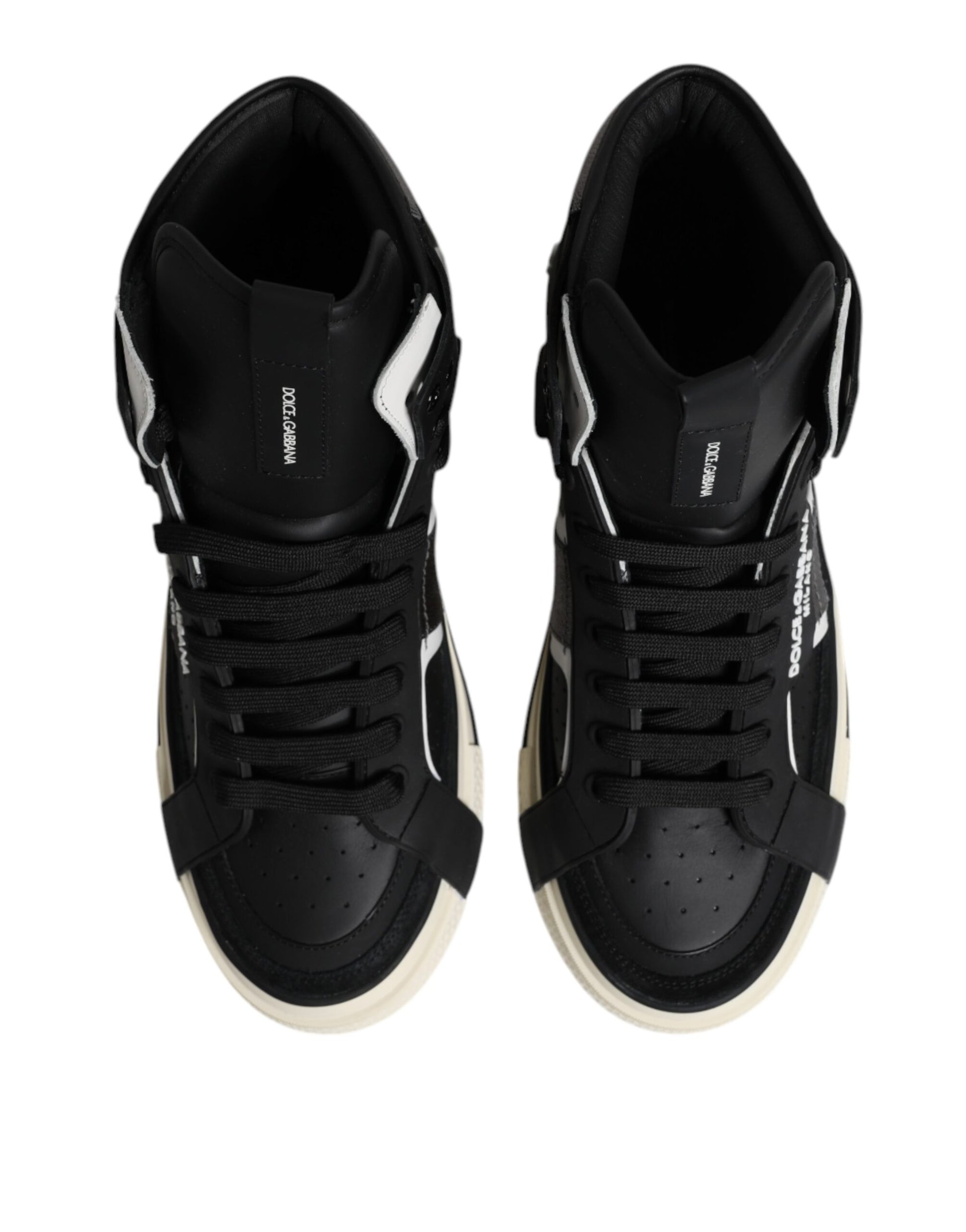 Black Leather High Top Logo Men Sneakers Shoes