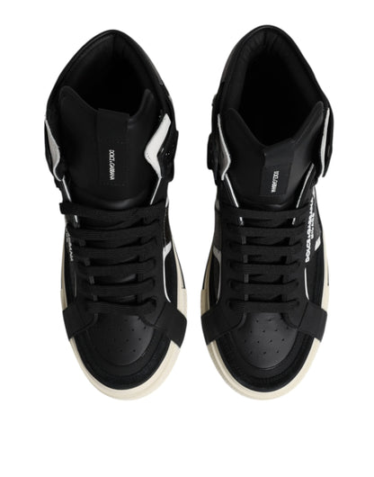 Black Leather High Top Logo Men Sneakers Shoes
