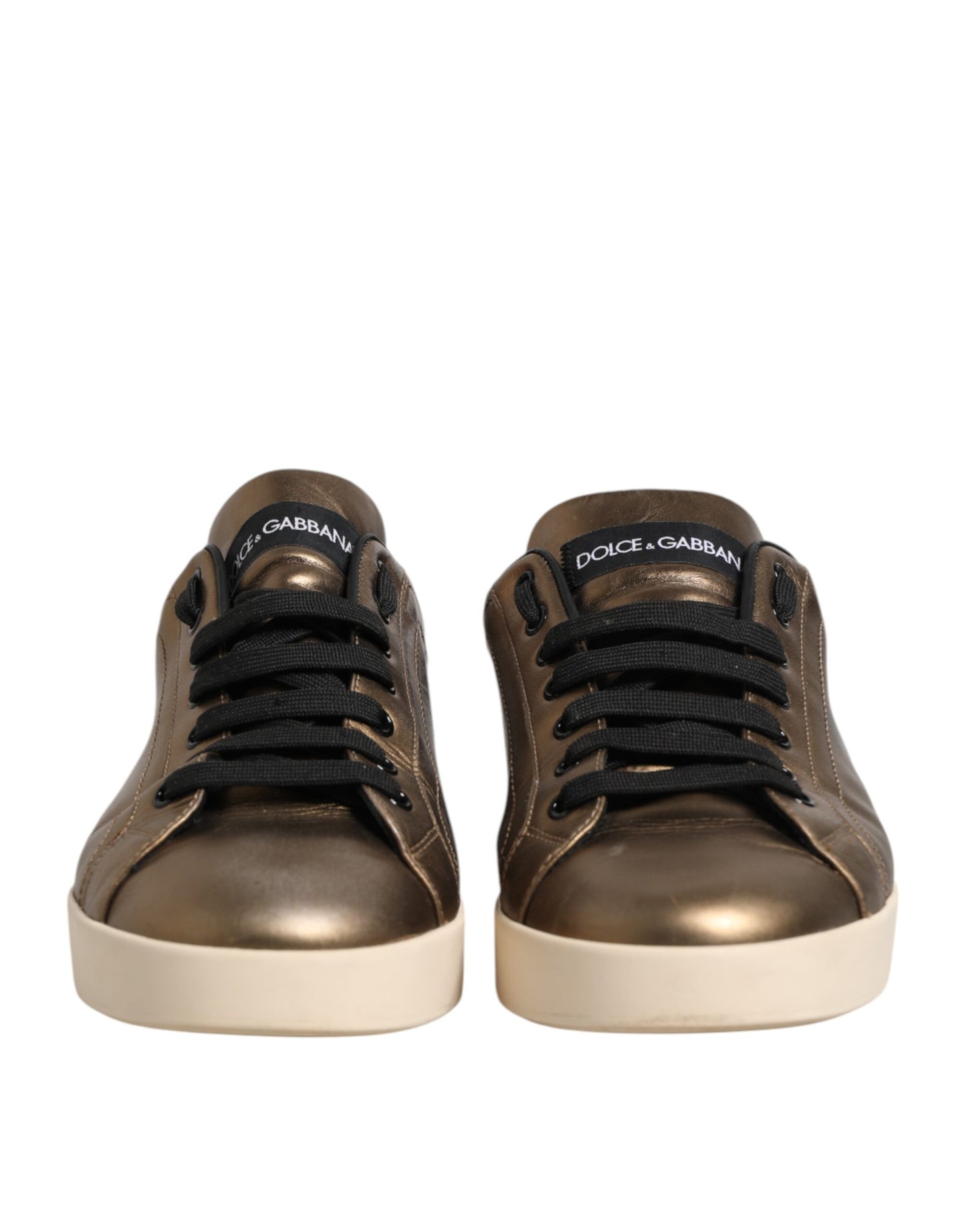 Gold Portofino Leather Low Top Sneakers Shoes