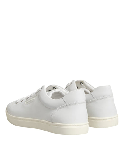 White Leather Low Top Men Sneakers Shoes