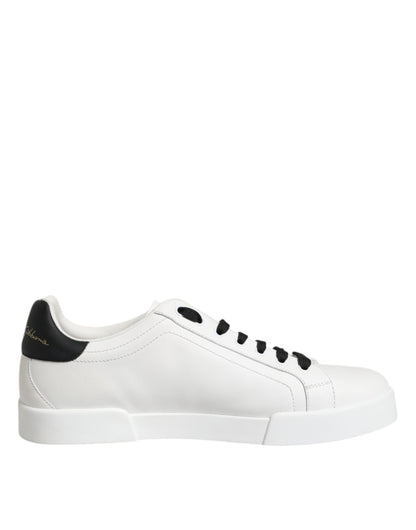 White Leather DG Logo Low Top Sneakers Shoes