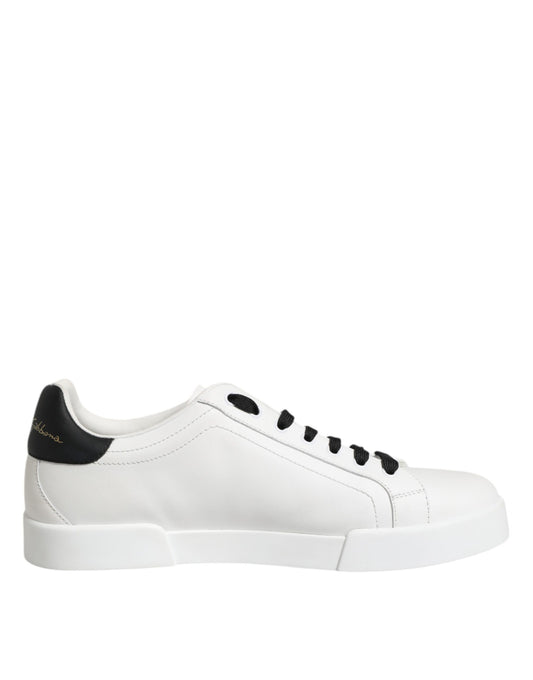 White Leather DG Logo Low Top Sneakers Shoes