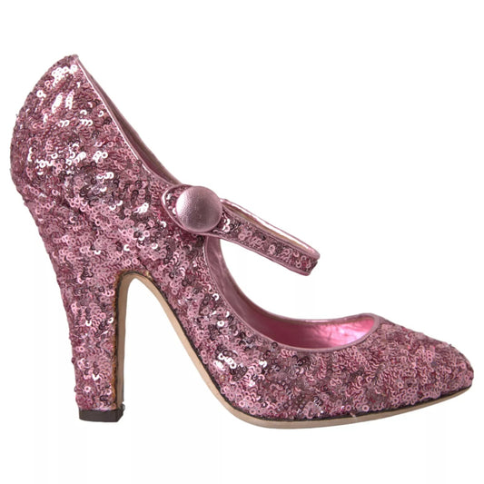 Rosa lentejuelas Mary Jane Bombas Zapatos de tacón alto
