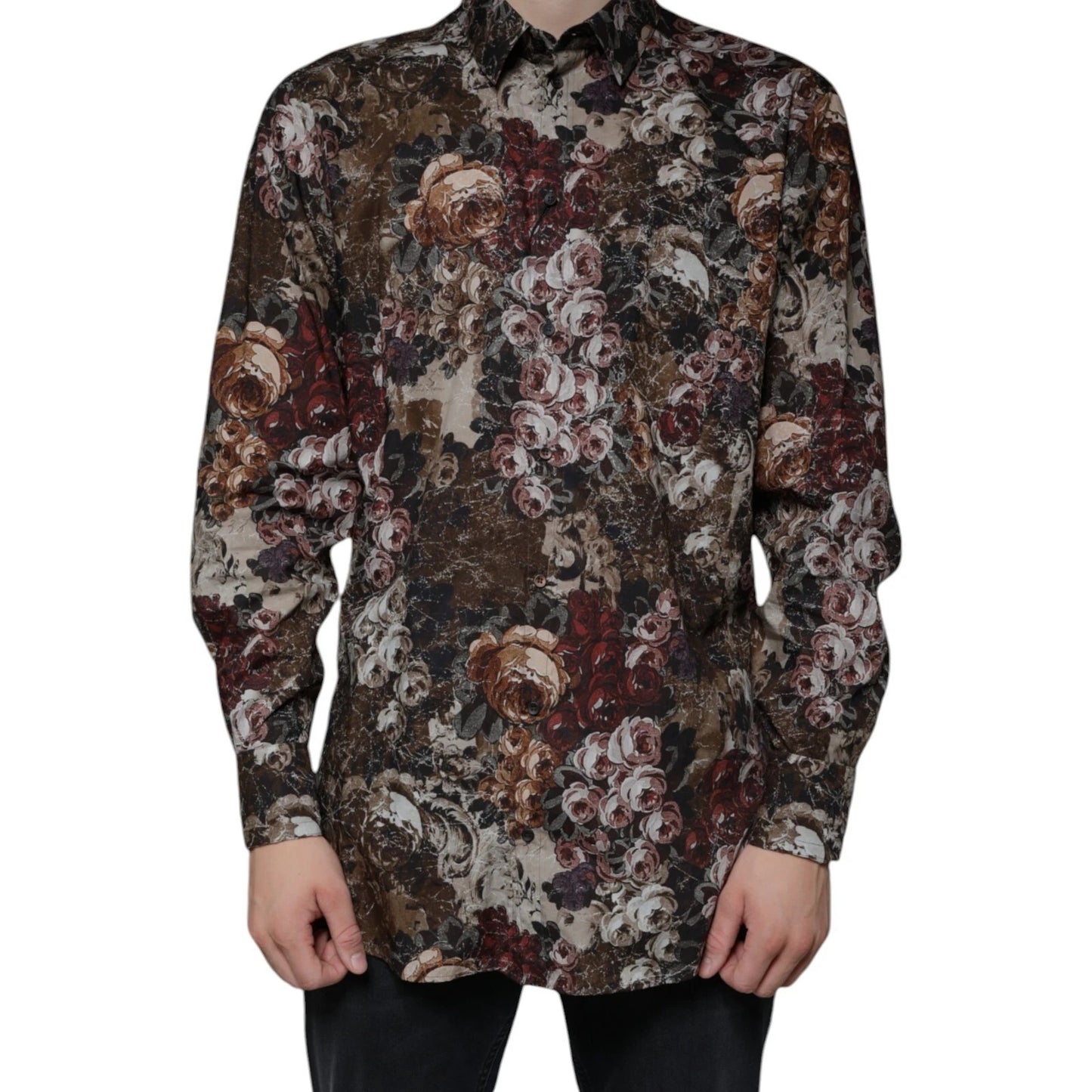 Multicolor Floral GOLD Cotton Men Dress Shirt