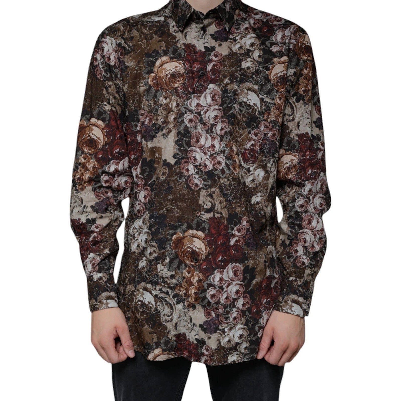 Multicolor Floral GOLD Cotton Men Dress Shirt