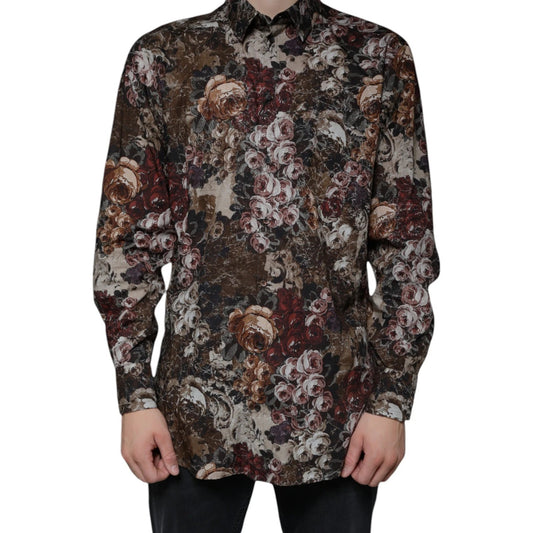 Multicolor Floral GOLD Cotton Men Dress Shirt