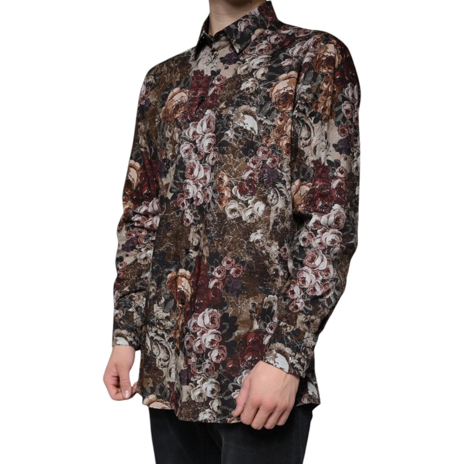 Multicolor Floral GOLD Cotton Men Dress Shirt