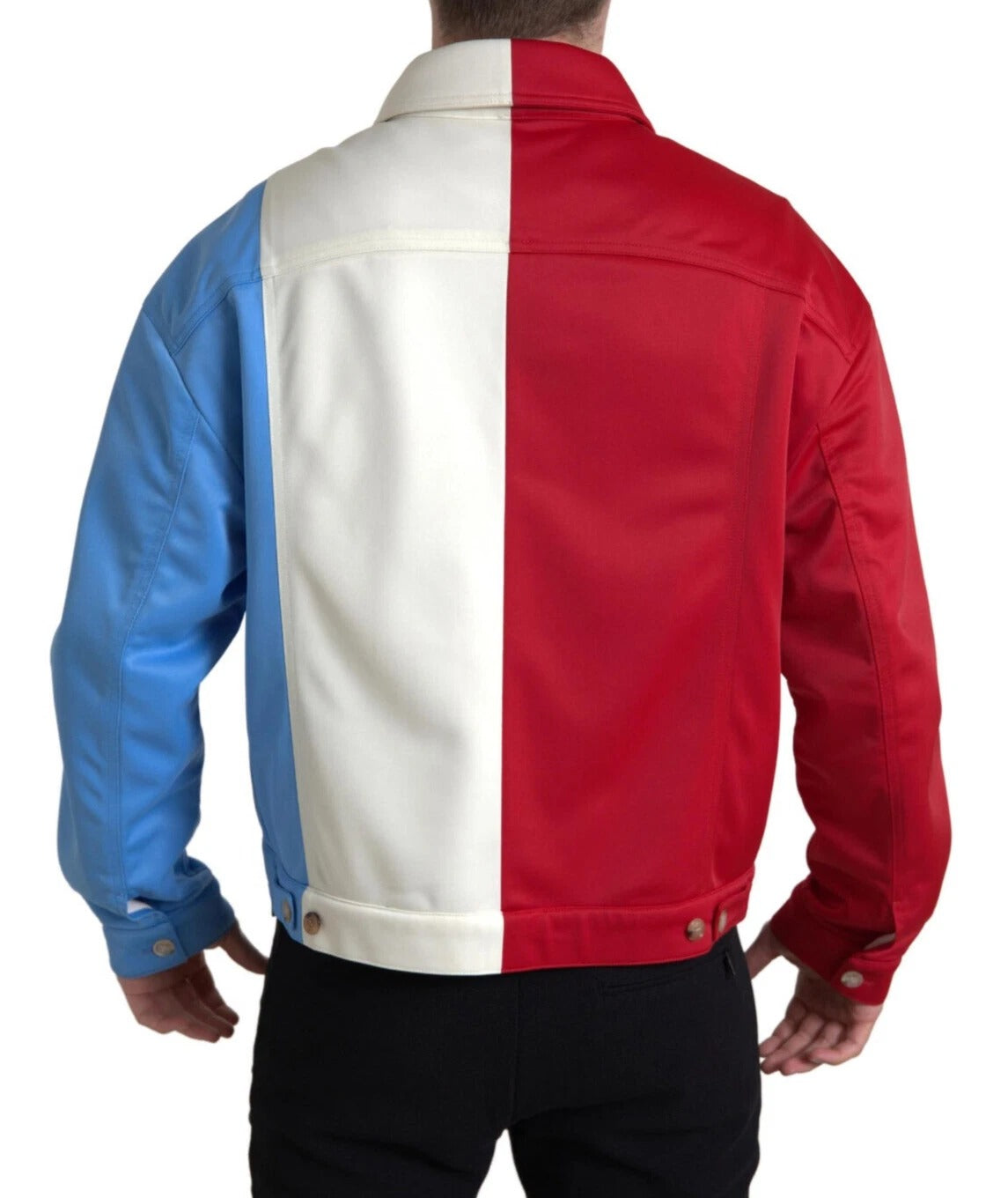 Chaqueta corta con cuello de poliéster multicolor