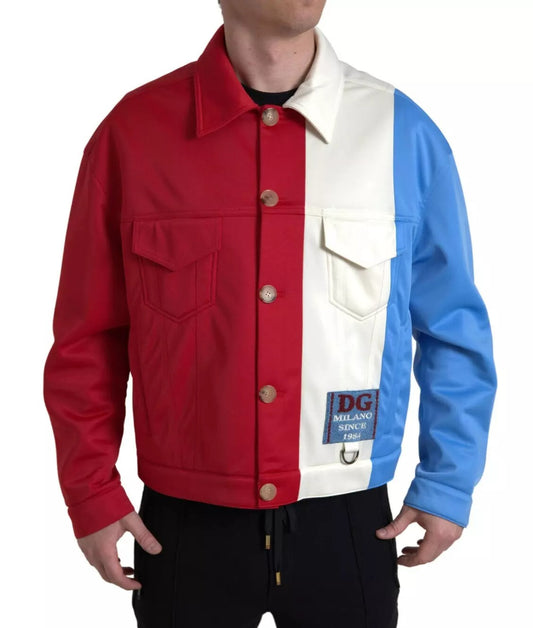 Chaqueta corta con cuello de poliéster multicolor