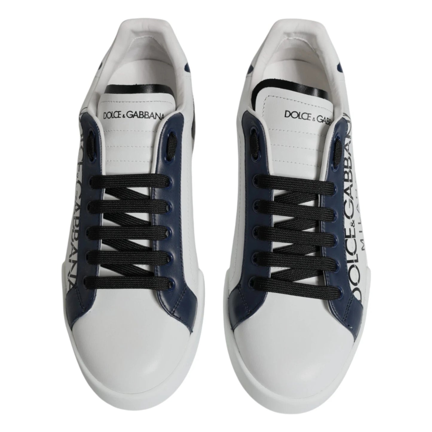 White Blue Leather Crown Milano Sneaker Shoes