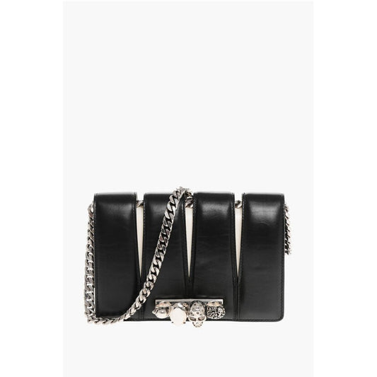 Two-Tone Leather SLASH Clutch with Jewel Detail