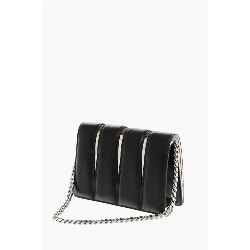 Two-Tone Leather SLASH Clutch with Jewel Detail
