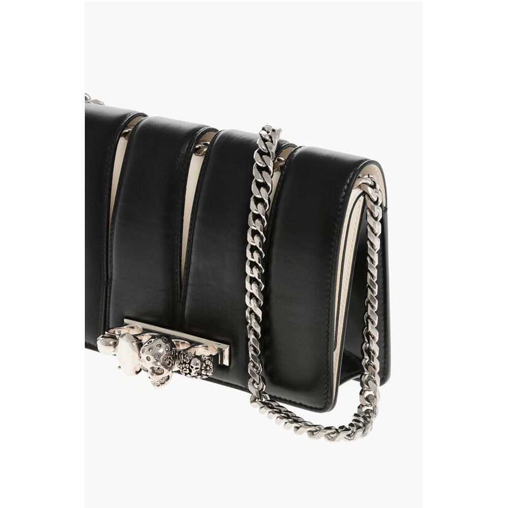 Two-Tone Leather SLASH Clutch with Jewel Detail