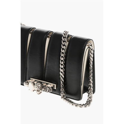 Two-Tone Leather SLASH Clutch with Jewel Detail