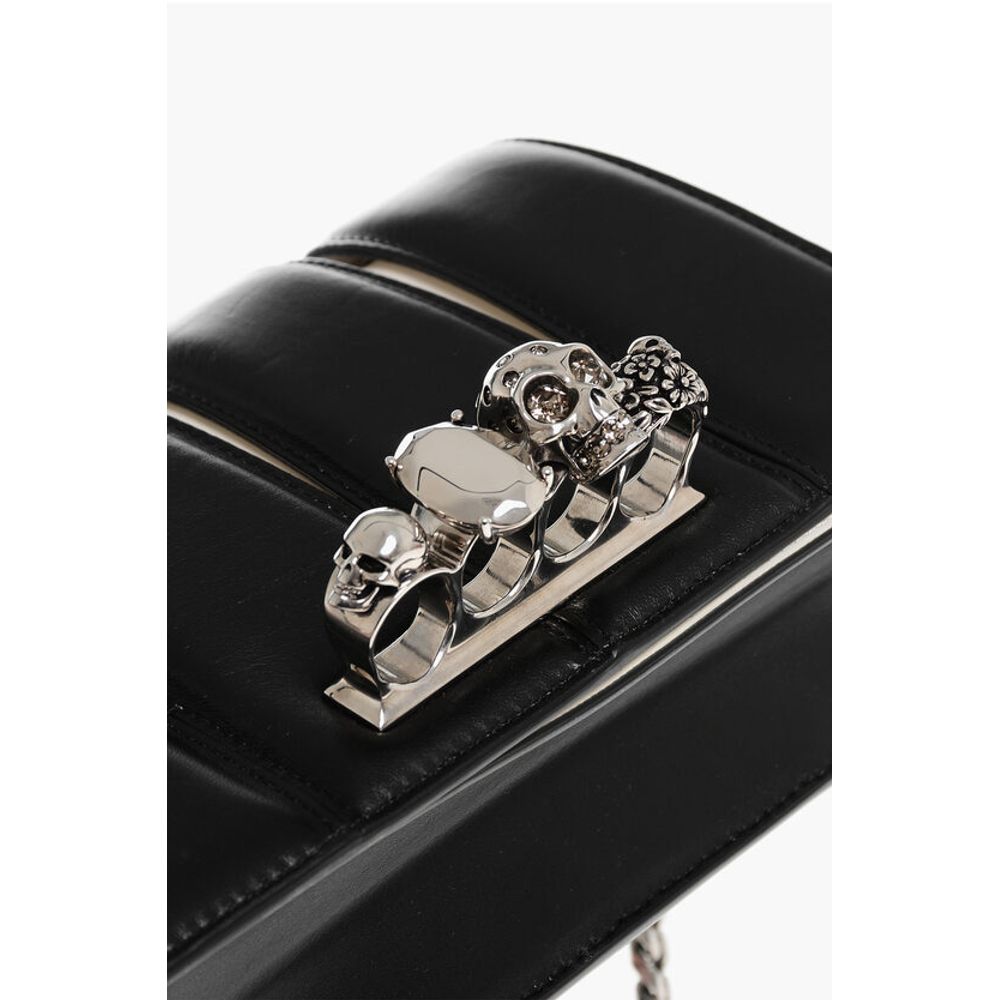 Two-Tone Leather SLASH Clutch with Jewel Detail