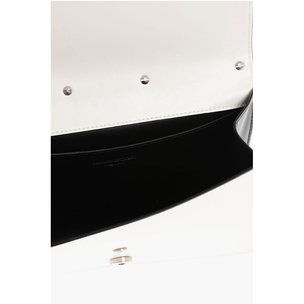 Two-Tone Leather SLASH Clutch with Jewel Detail