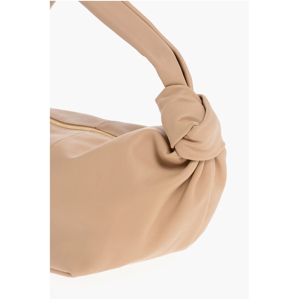 Leather DOUBLE KNOT Handbag with Zipped Closure