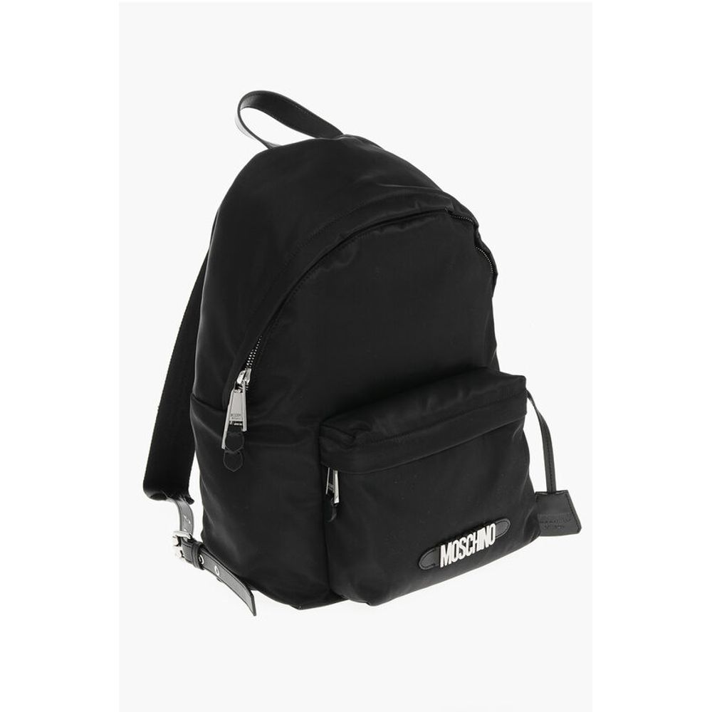Nylon Backpack with Logoed Outer Pocket