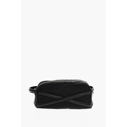 Nylon Beauty Case with Leather Details