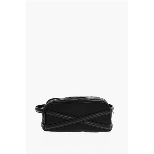 Nylon Beauty Case with Leather Details