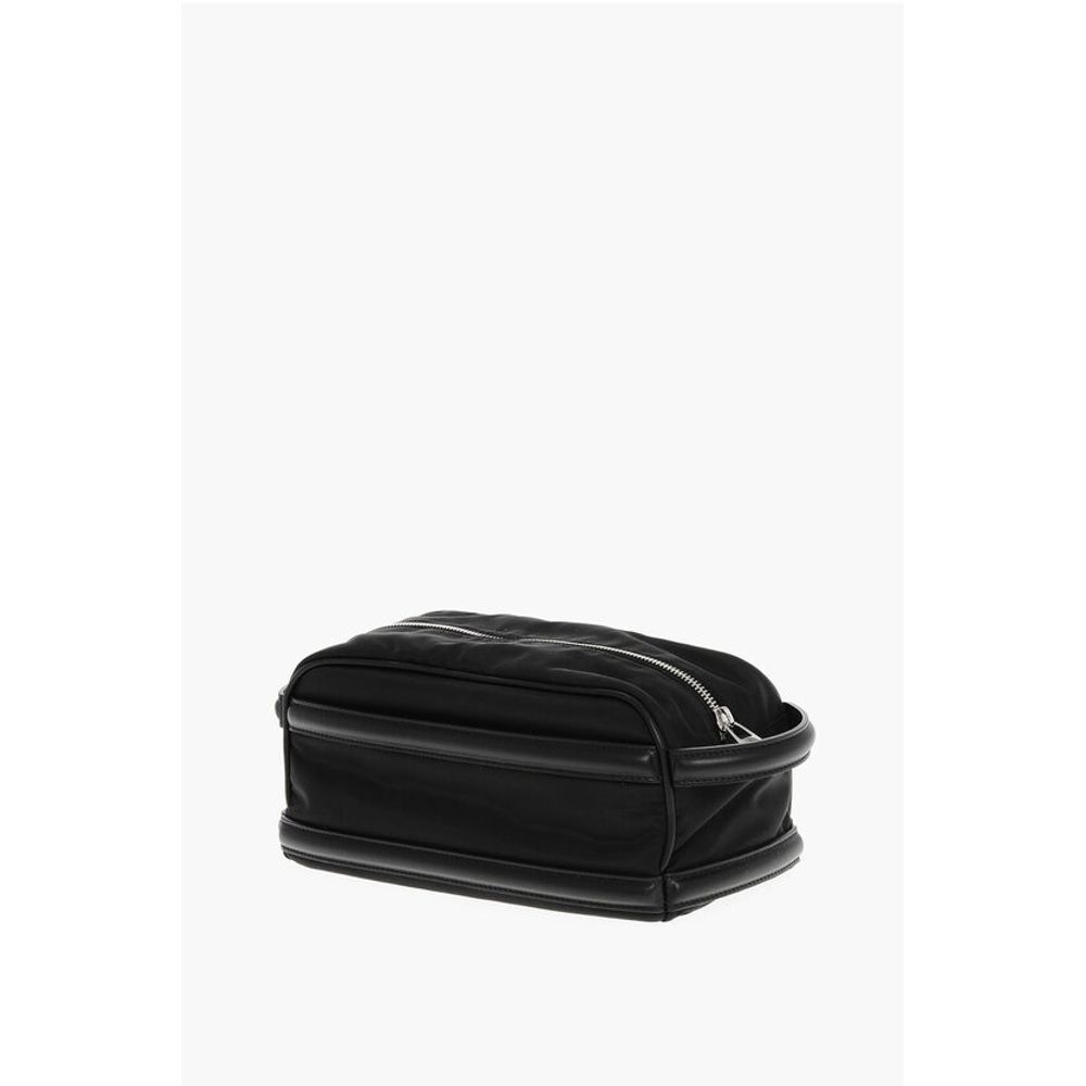 Nylon Beauty Case with Leather Details