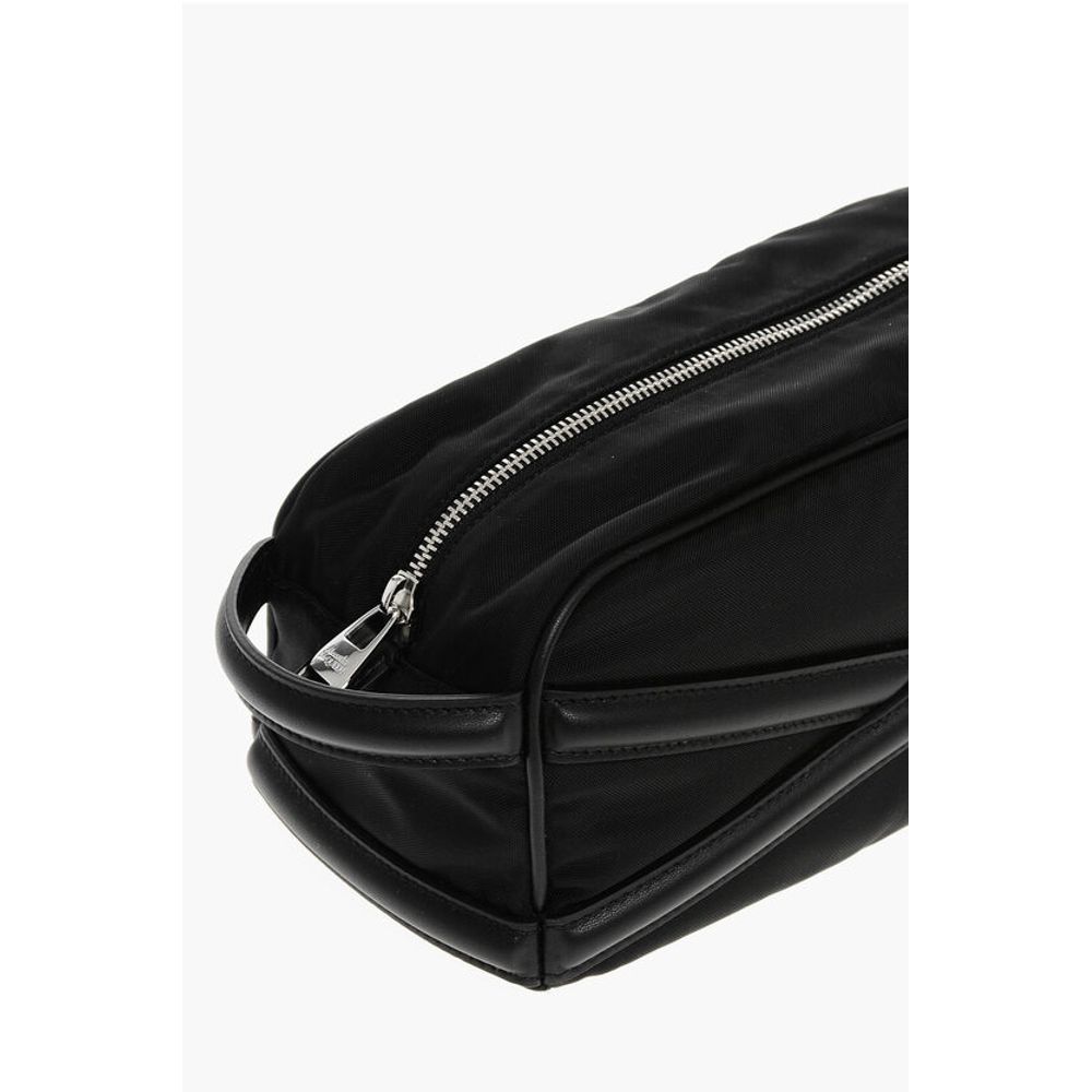 Nylon Beauty Case with Leather Details