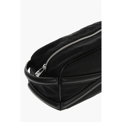 Nylon Beauty Case with Leather Details