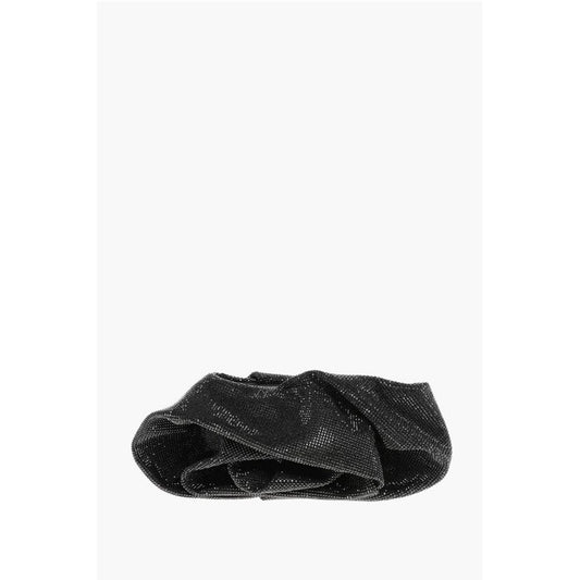 Leather ROSE Clutch with All-Over Rhinestones