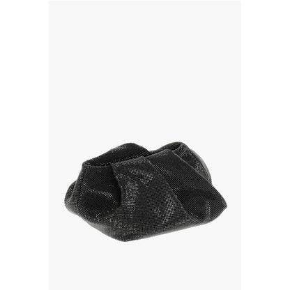 Leather ROSE Clutch with All-Over Rhinestones