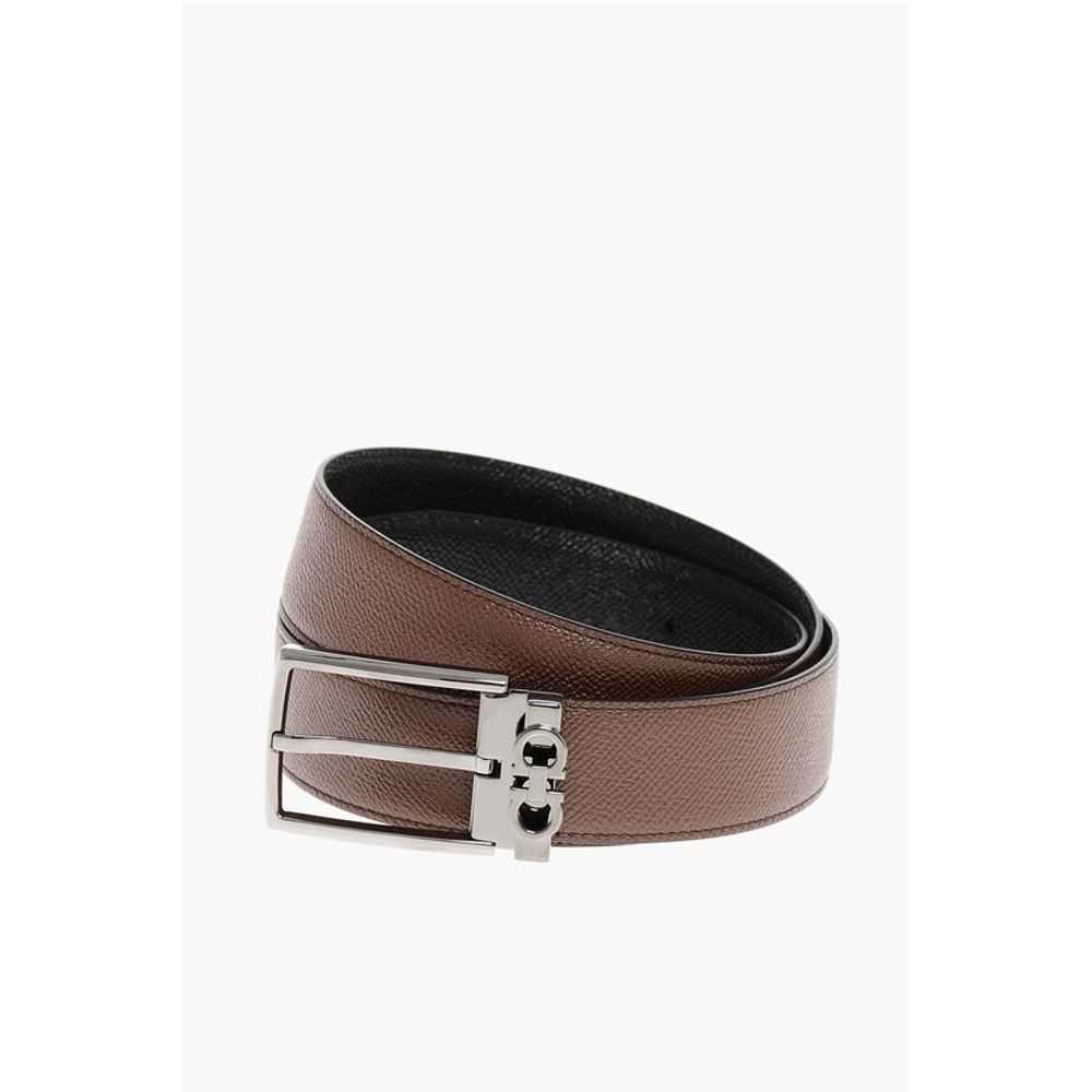 Grain de Poudre Leather Belt with Reversible Design 35mm