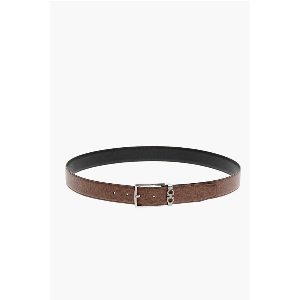 Grain de Poudre Leather Belt with Reversible Design 35mm