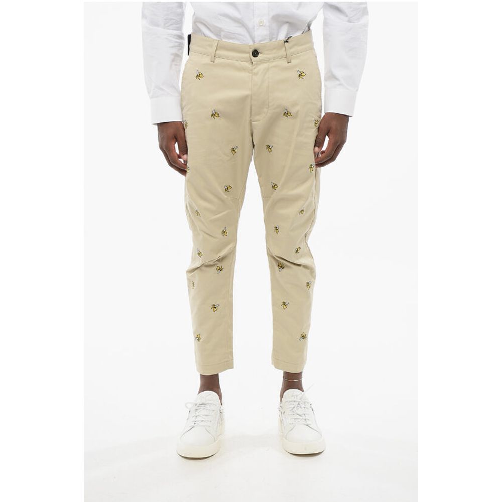Cotton BANANA Chinos Pants with All-Over Embroideries