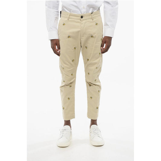 Cotton BANANA Chinos Pants with All-Over Embroideries