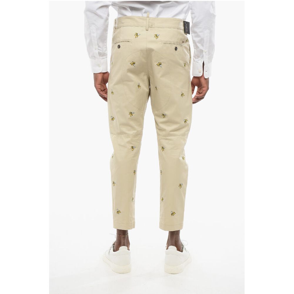 Cotton BANANA Chinos Pants with All-Over Embroideries