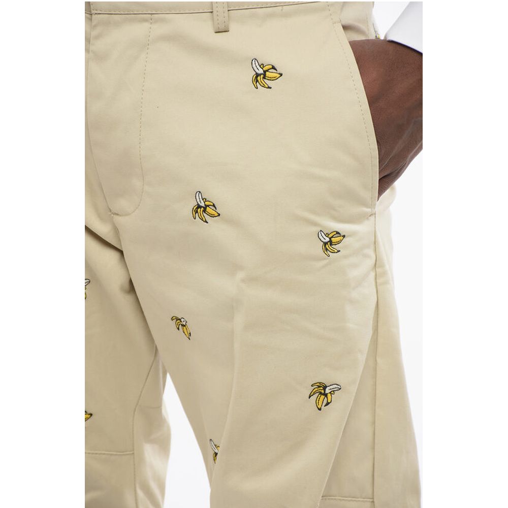 Cotton BANANA Chinos Pants with All-Over Embroideries