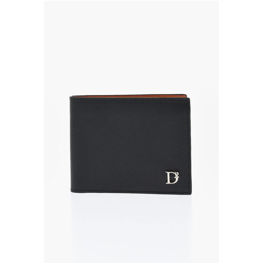 Saffiano Leather Bifold Wallet with Silver-Tone Monogram