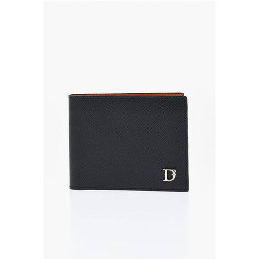 Saffiano Leather Bifold Wallet with Silver-Tone Monogram