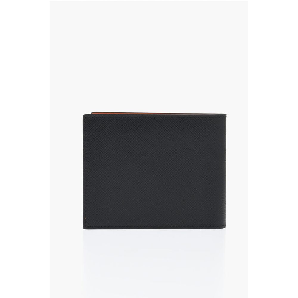 Saffiano Leather Bifold Wallet with Silver-Tone Monogram