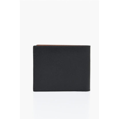 Saffiano Leather Bifold Wallet with Silver-Tone Monogram